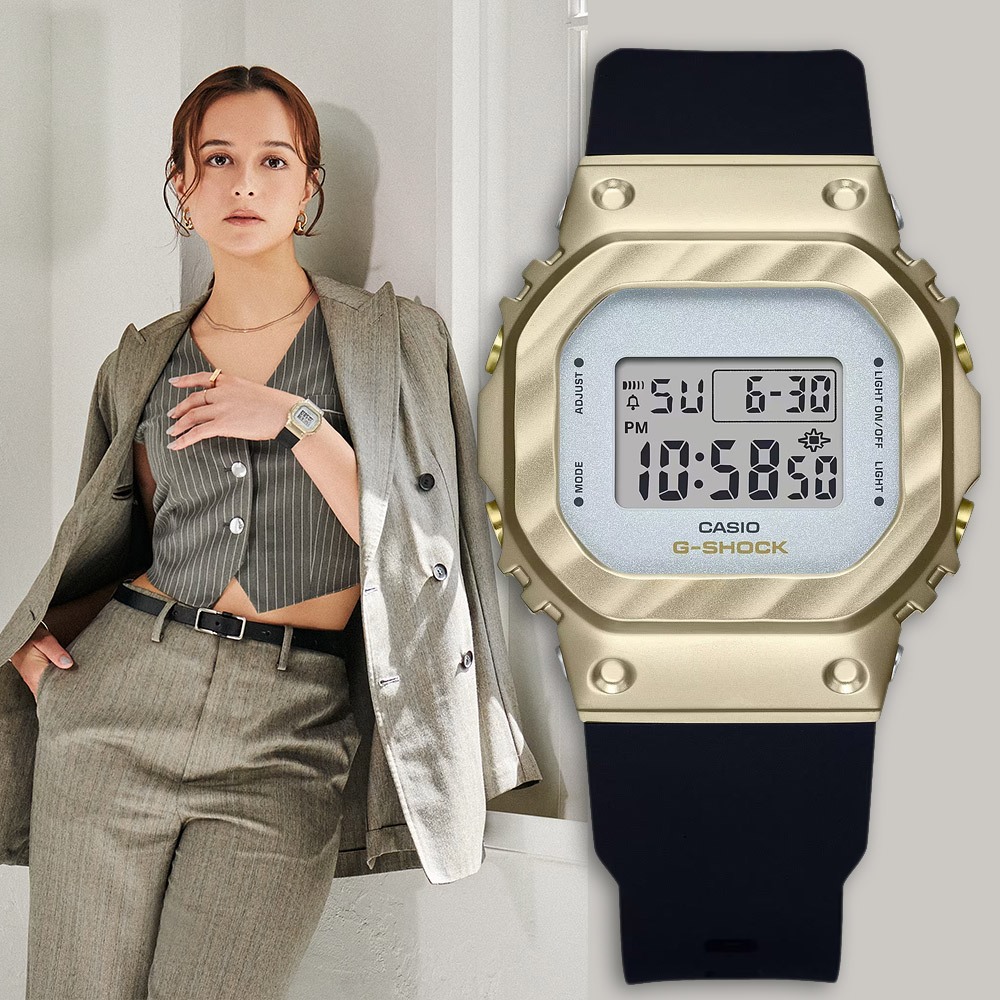 CASIO 卡西歐 G-SHOCK 香檳金系列 方型電子手錶 GM-S5600BC-1, , large