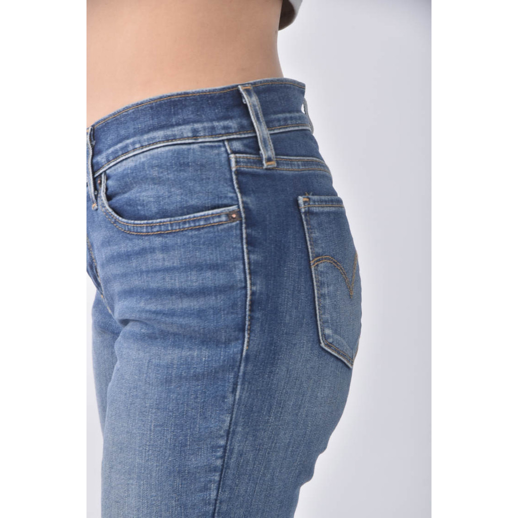 (L) 711 skinny丹寧牛仔棉質九分藍色長褲二手衣, , large