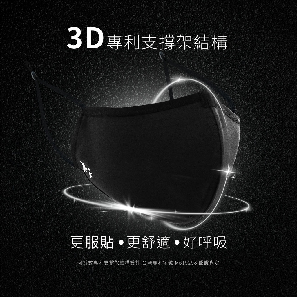 【K’s凱恩絲】3D立體超防護專利支撐架運動口罩 (通過SGS檢驗、抗菌抗病毒布料、可重複水洗使用), , large