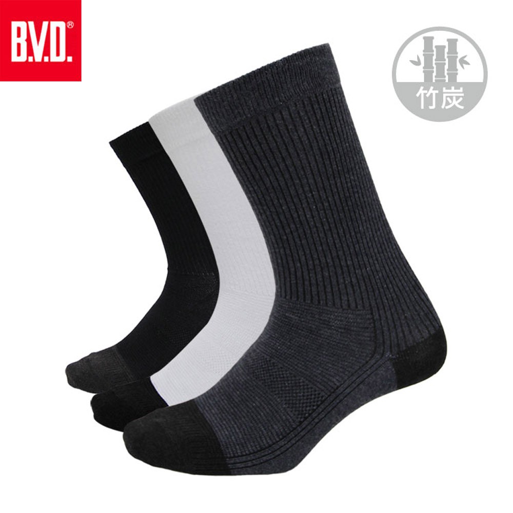 【BVD】竹炭男休閒襪<白>B349 男襪 長襪 休閒襪, , large
