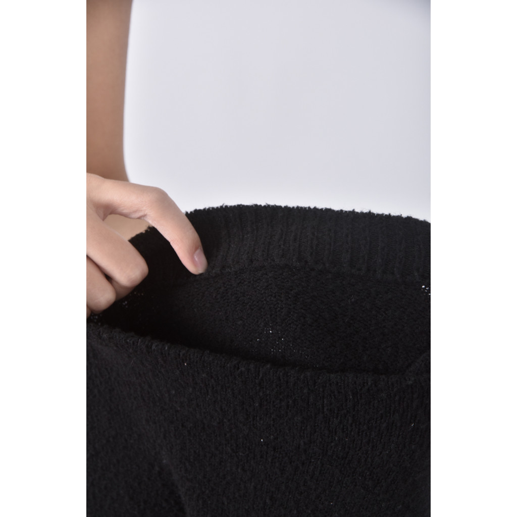 (M) 質感圓領黑色長袖上衣二手衣, , large