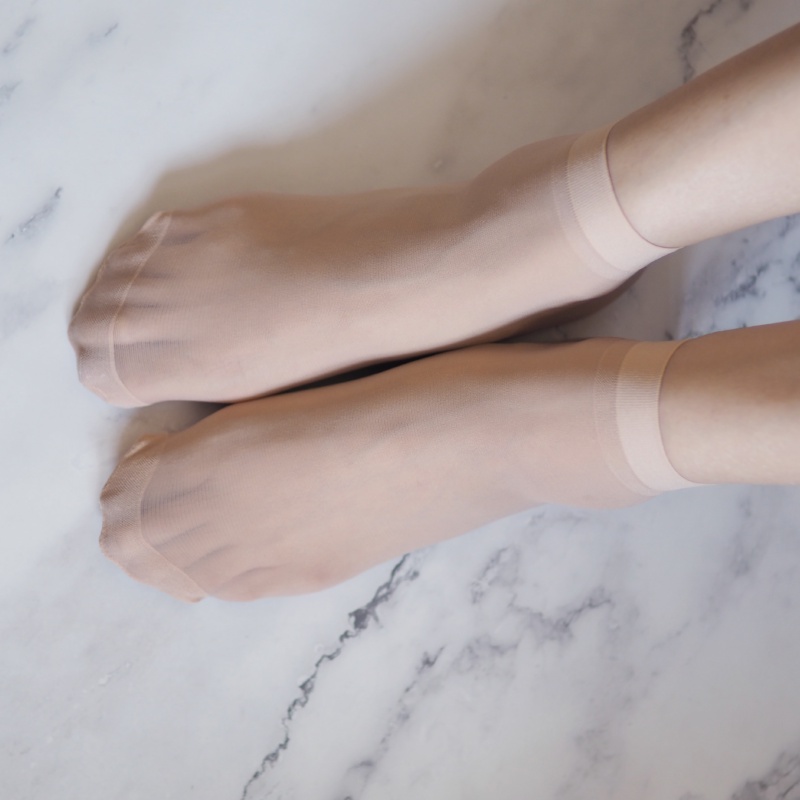 [Kaimei Cotton Industry] 40 pairs set of flat crystal translucent flat anti-slip short stockings, two colors for black skin, , large