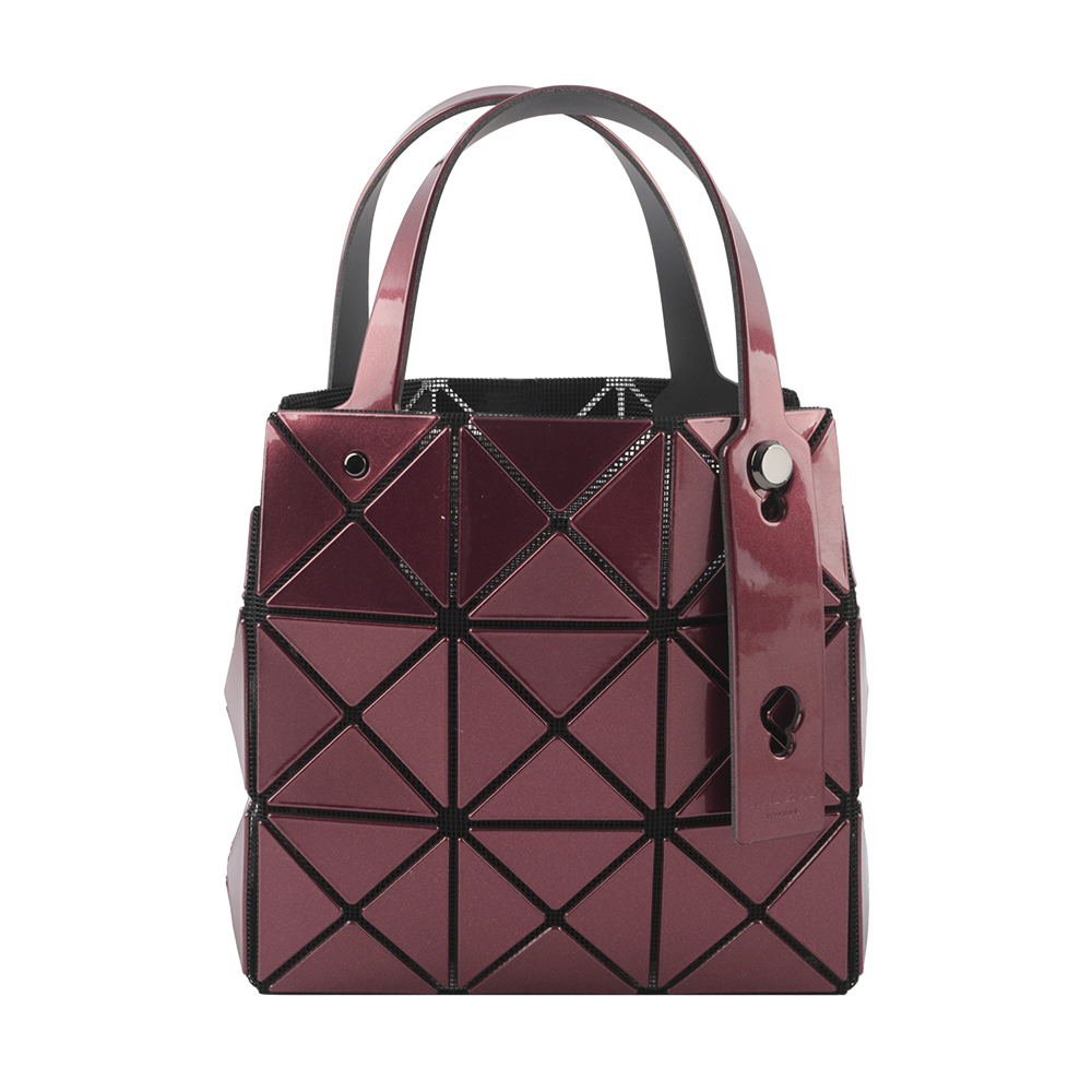 ISSEY MIYAKE BAO BAO CARAT-2 3X3 亮面金屬色手提小方盒/酒紅色, , large