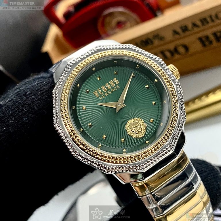 [星晴錶業]VERSUS VERSACE手錶,38mm,VV00088墨綠色錶面金銀錶殼金銀相間精鋼錶帶款, , large