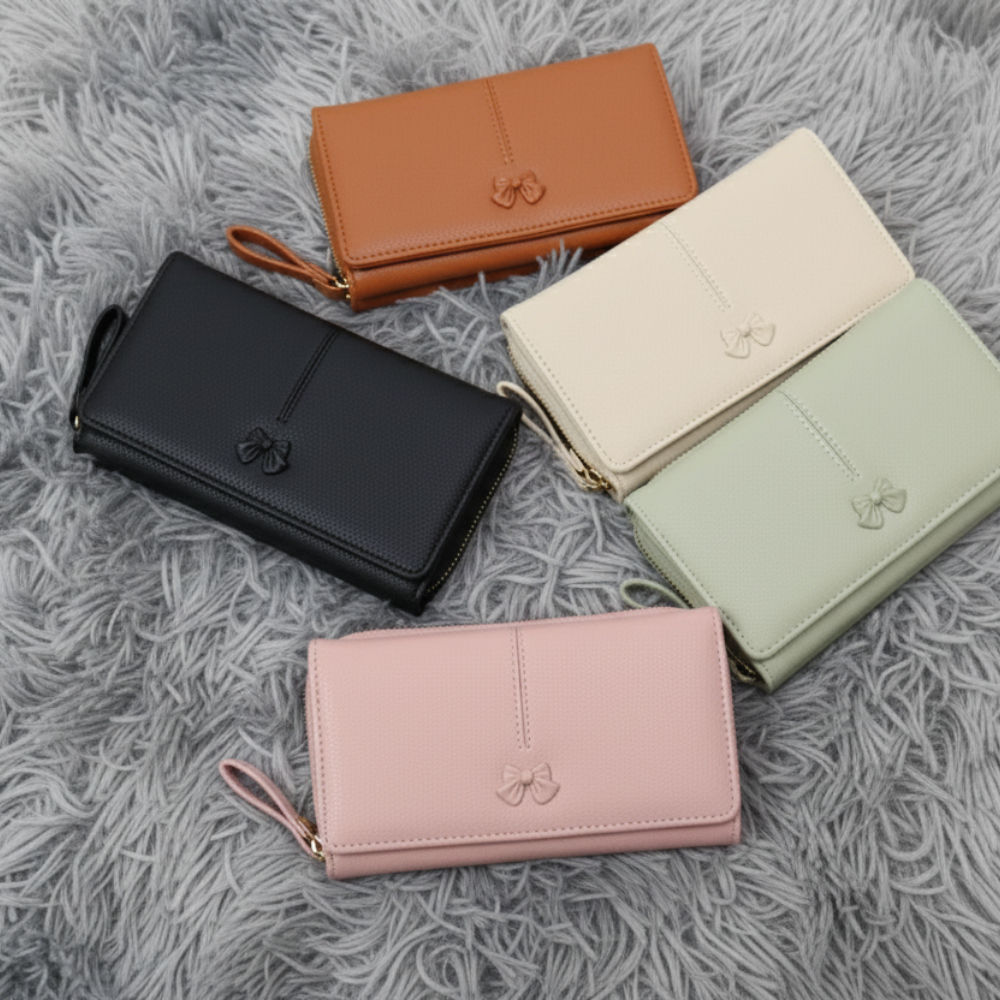 Ribboné 柔霧翻蓋零錢長夾-橘褐色  女夾 人氣女用皮夾 情人節禮物, , large