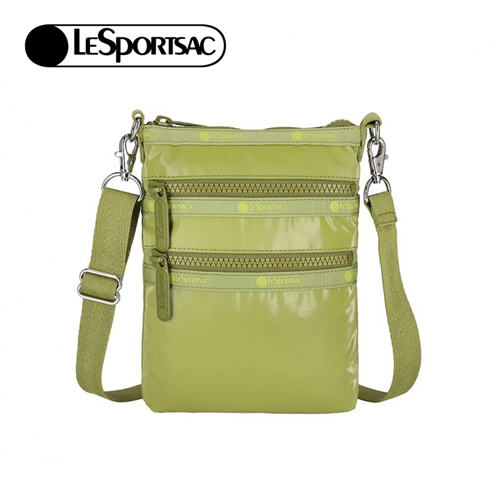 |快速出貨|Lesportsac 3 Zip Crossbody 三層拉鍊斜背包 手機包 送禮推薦-亮面橄欖綠, , large