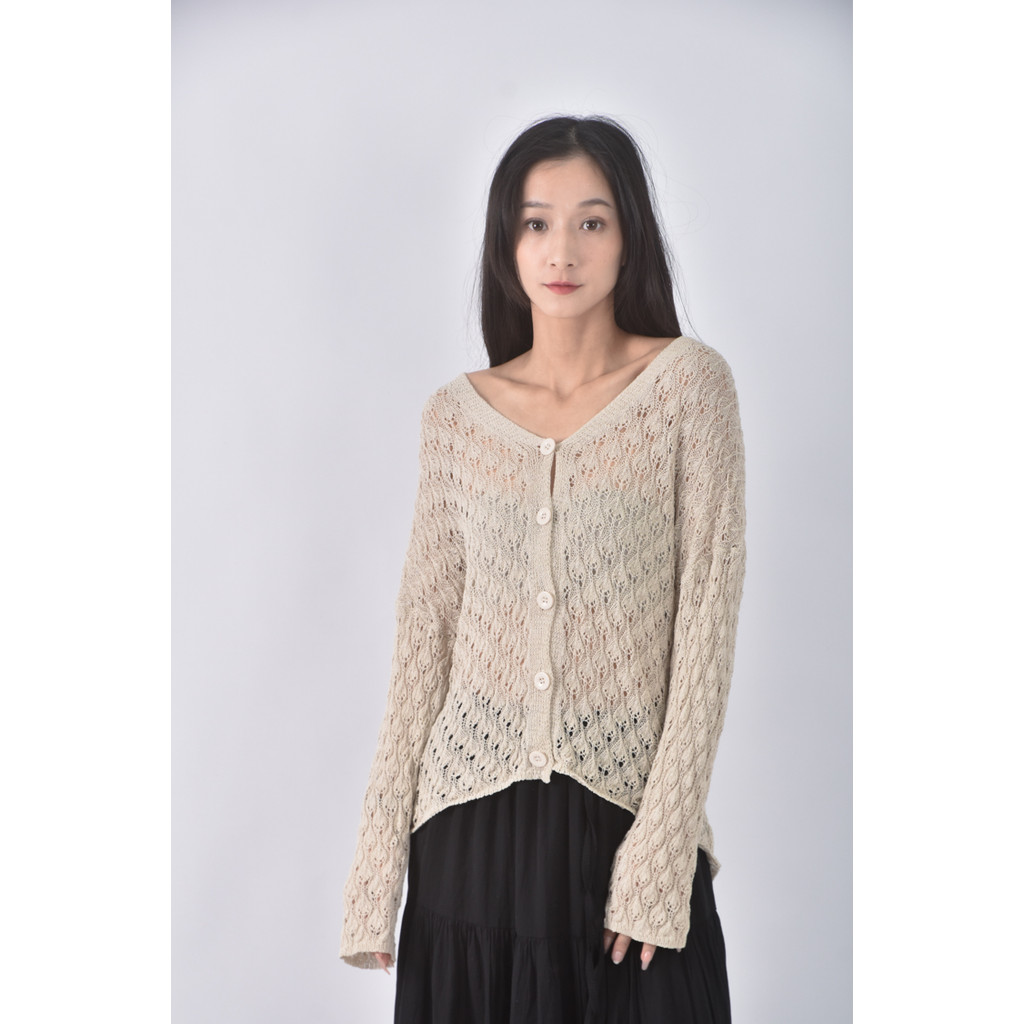 (XL) 開衫杏色罩衫二手衣, , large