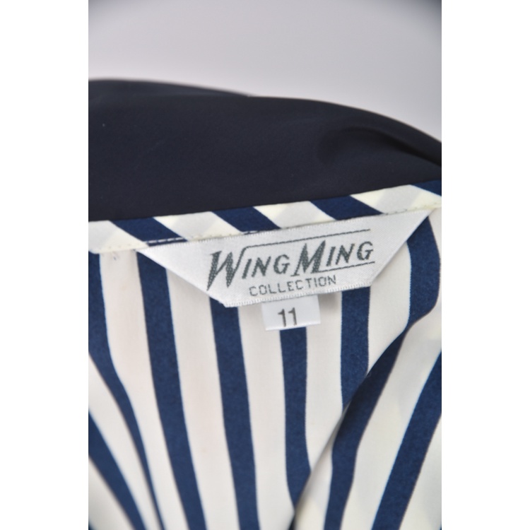 (L) wing ming質感跳色藍色短袖上衣二手衣, , large