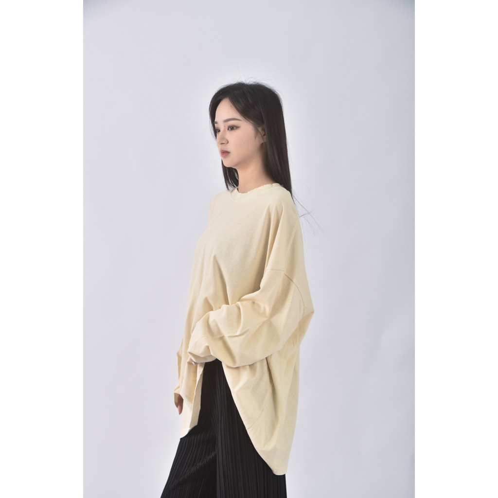 (F) yoom韓牌質感圓領杏色長袖上衣二手衣, , large