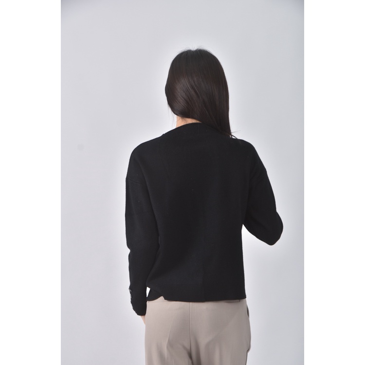 (XL) 質感造型領口黑色長袖上衣二手衣, , large