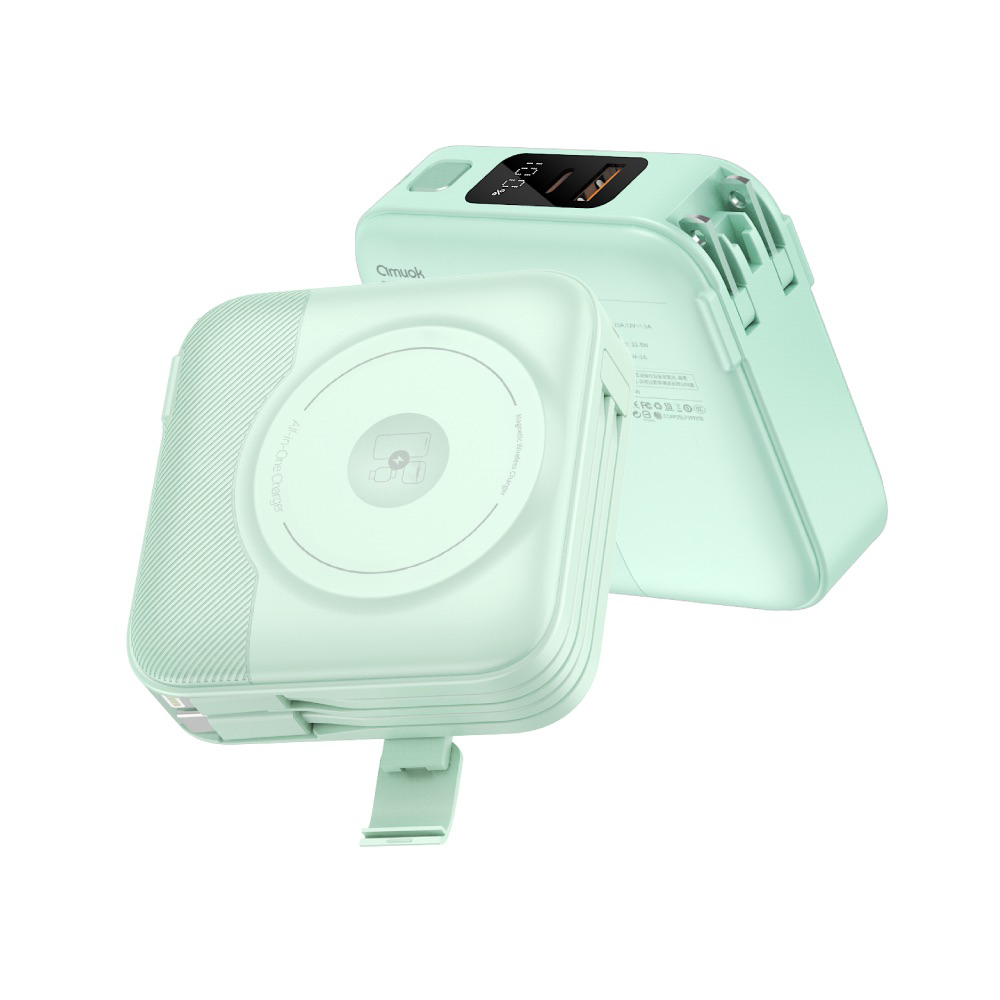 【amuok】10000mAh All-in-one Wireless Charging Power Bank(Black), , large