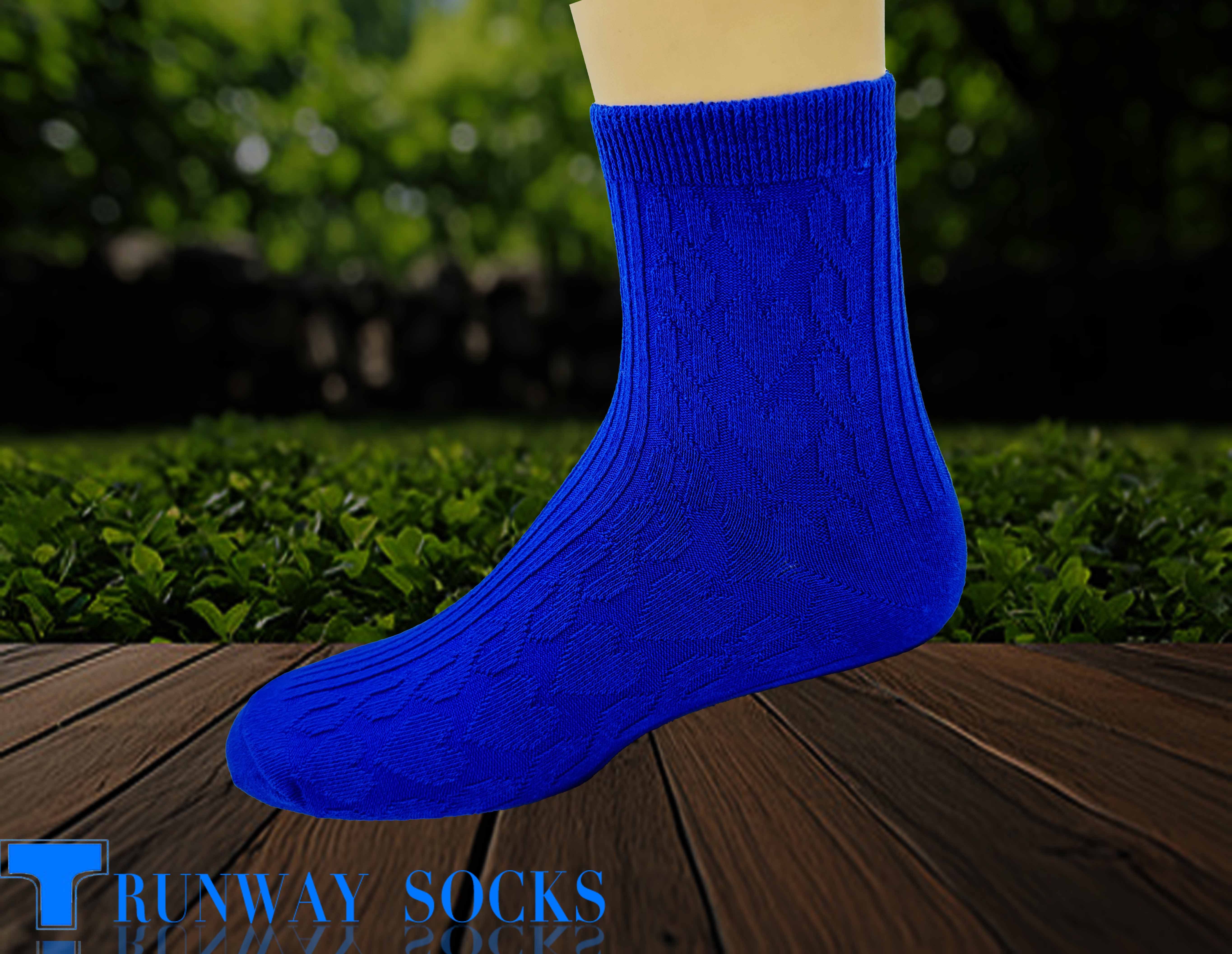 【伸展台】《RUNWAY SOCKS》日系 流行短襪 雙針筒1/2短襪 心型緹花 休閒運動 藍色 女款 1雙入, , large