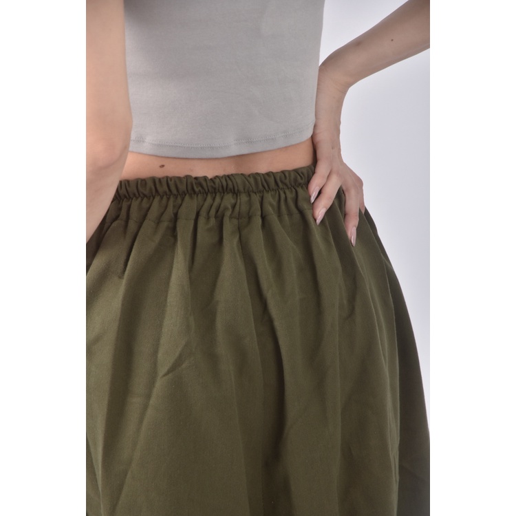 (S) 高腰棉質寬綠色長褲二手衣, , large