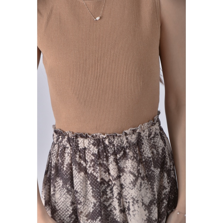 (S) mila owen針織背心拼接棕色洋裝二手衣, , large