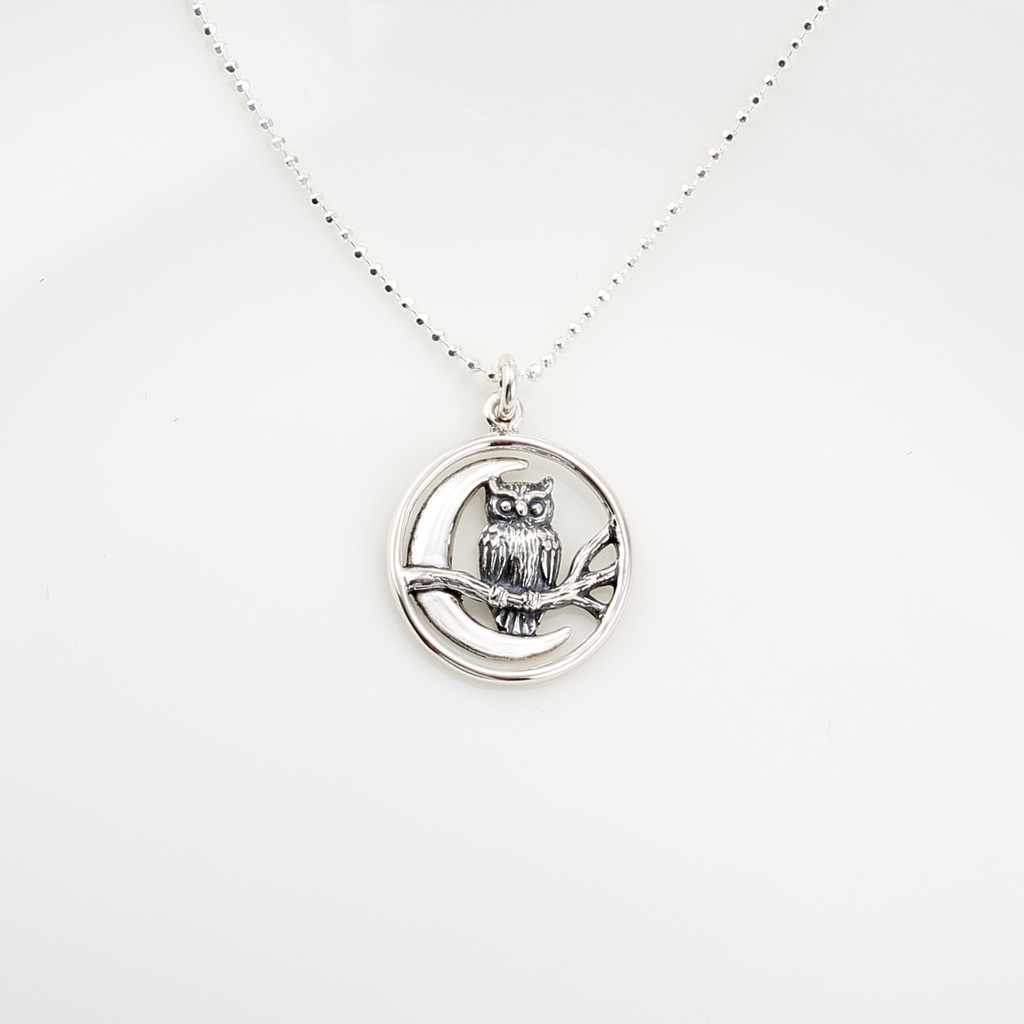 【Angel & Me】Moon Owl s925 sterling silver necklace Valentine Day Birthday gift, , large