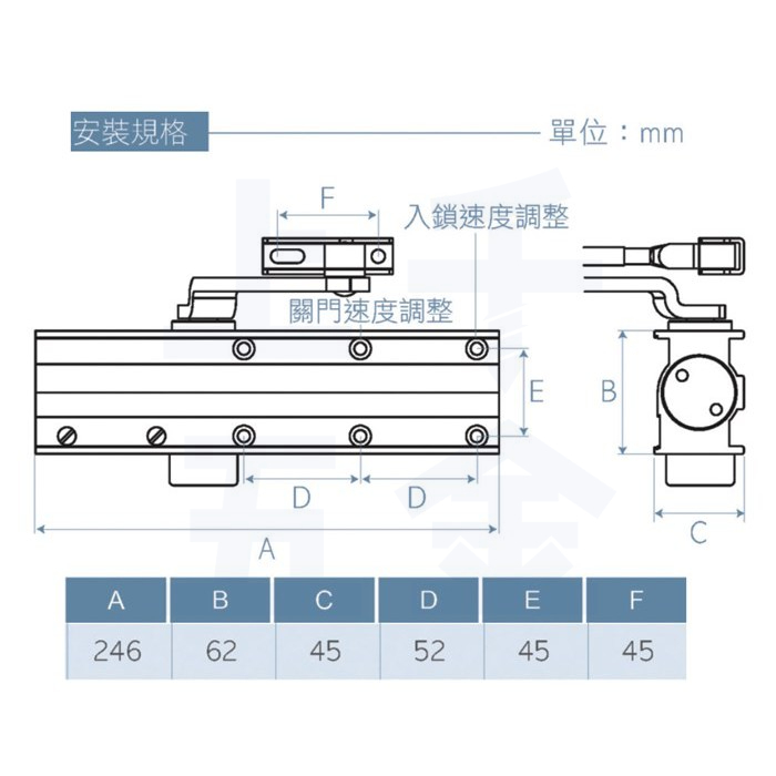 門弓器 加安牌 FS982 FS983 FS984 FS985 內停 台灣製  防火級 自動關門器 門開90度停, , large