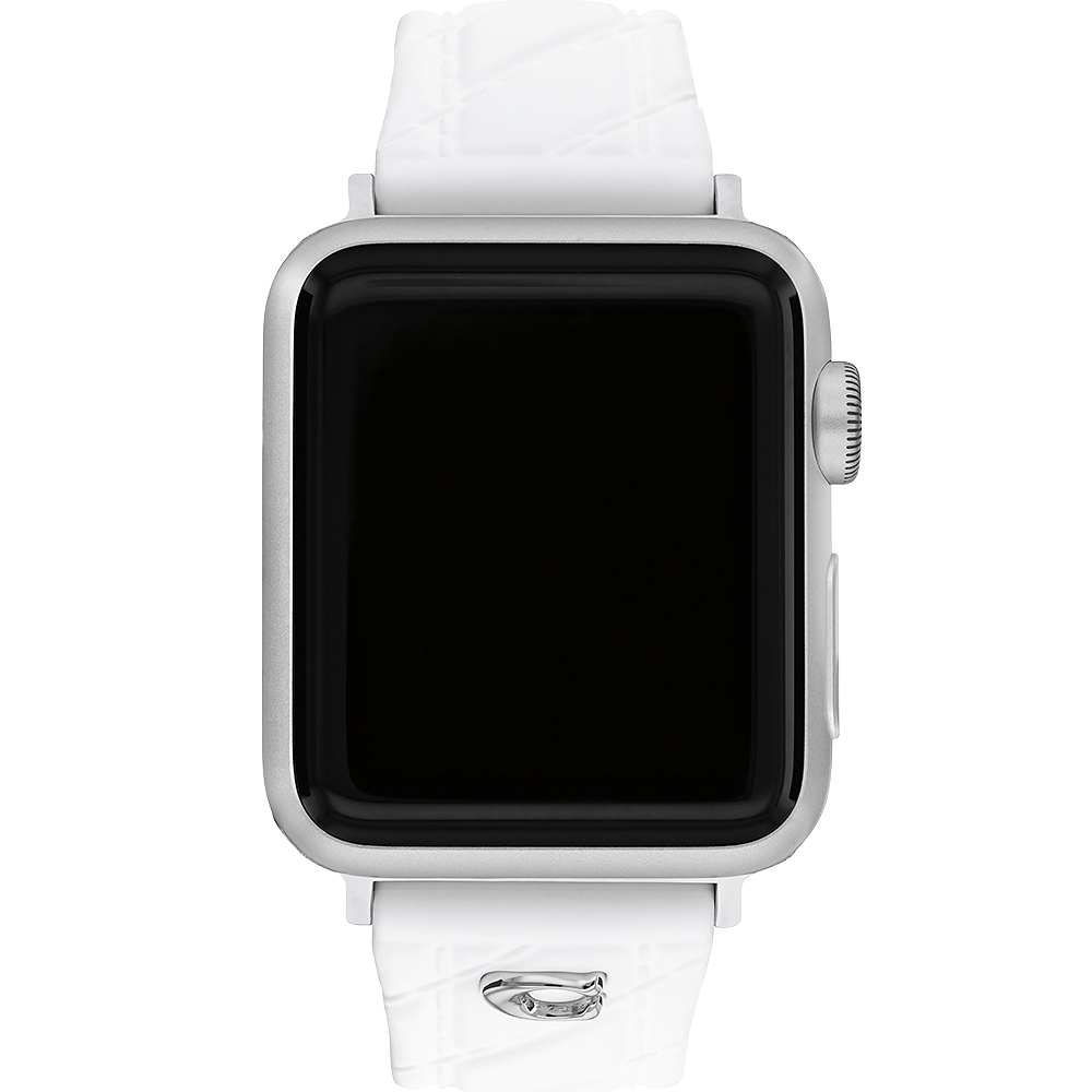 COACH Apple Watch 錶帶 38/40/41mm適用 白色菱格紋矽膠錶帶 520快樂 送禮 禮物(不含手錶, , large