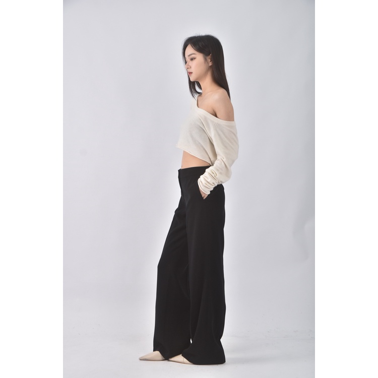 (L) single noble高腰質感黑色長褲二手衣, , large
