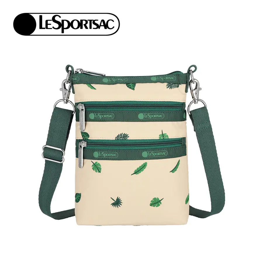 Lesportsac 3 Zip Crossbody 三層拉鍊斜背包 / 綠色慢旅, , large