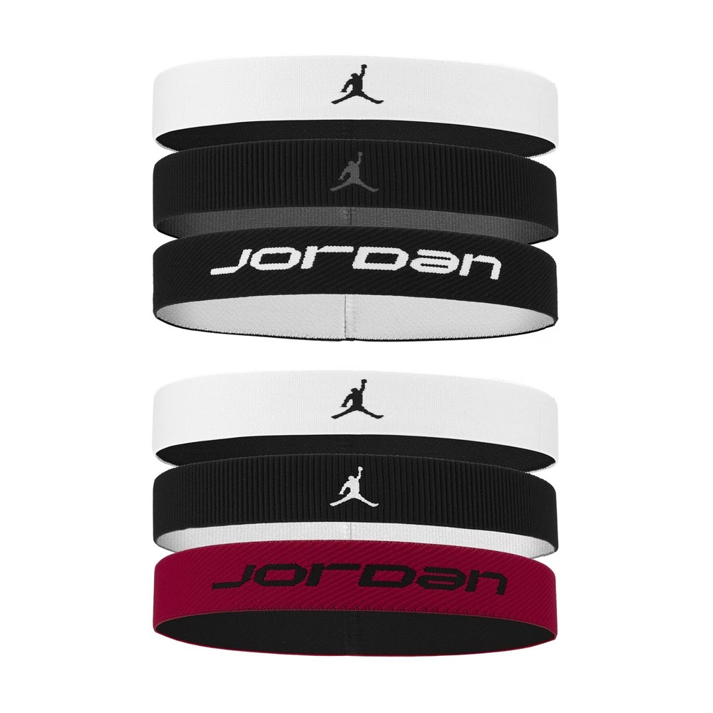 NIKE JORDAN ELASTIC SPORT 寬版頭帶3PK 三入裝 運動頭帶 止汗髮帶 喬丹 彈性 白黑 白黑紅, , large