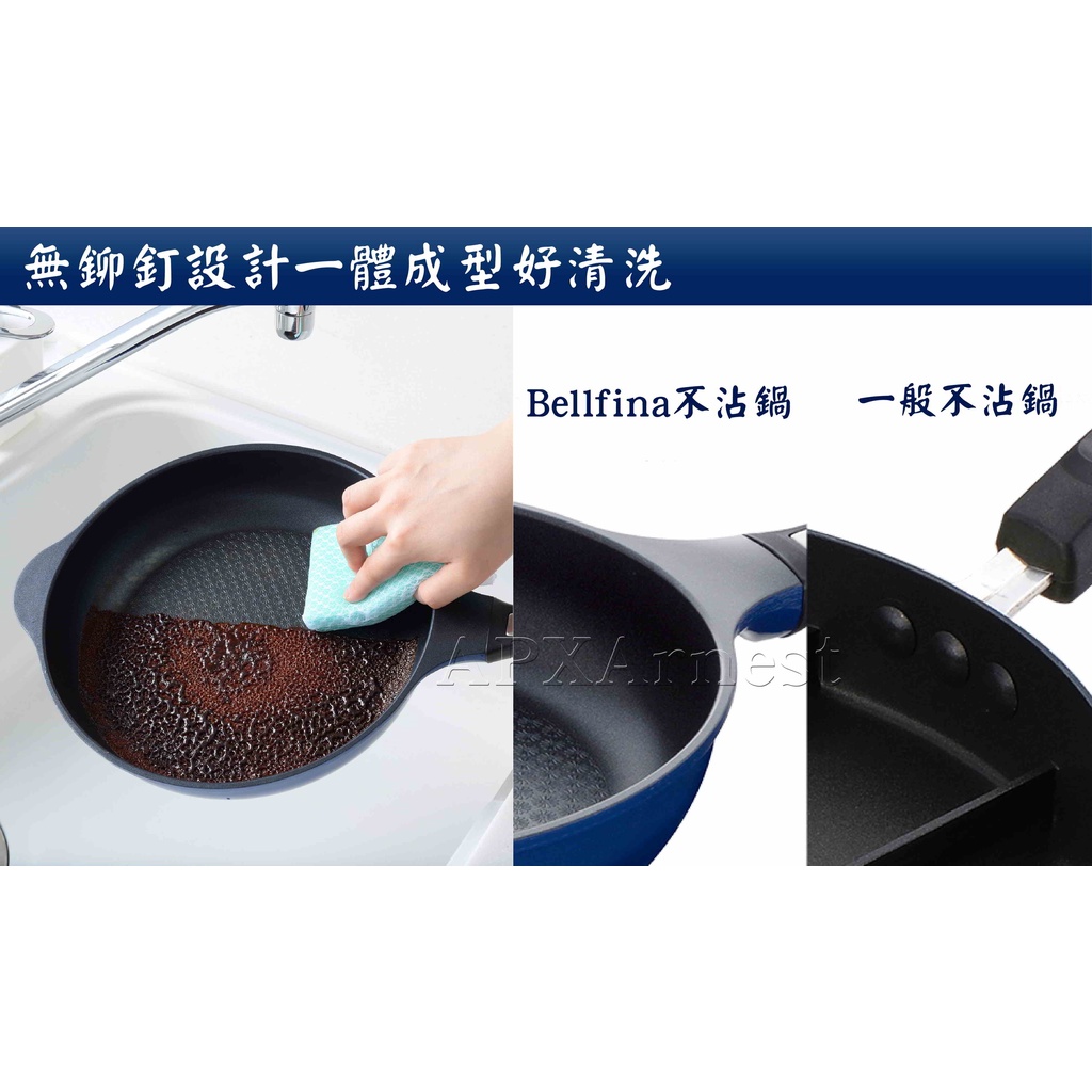 日本Arnest Bellfina鑽石深型不沾平底鍋28cm-海軍藍, , large