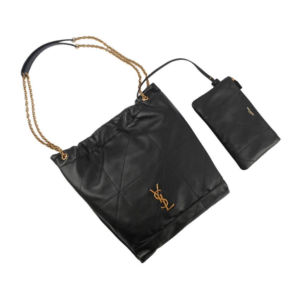 YSL Jamie 4.3 菱格紋小羊皮附小袋肩背包/黑色, , large