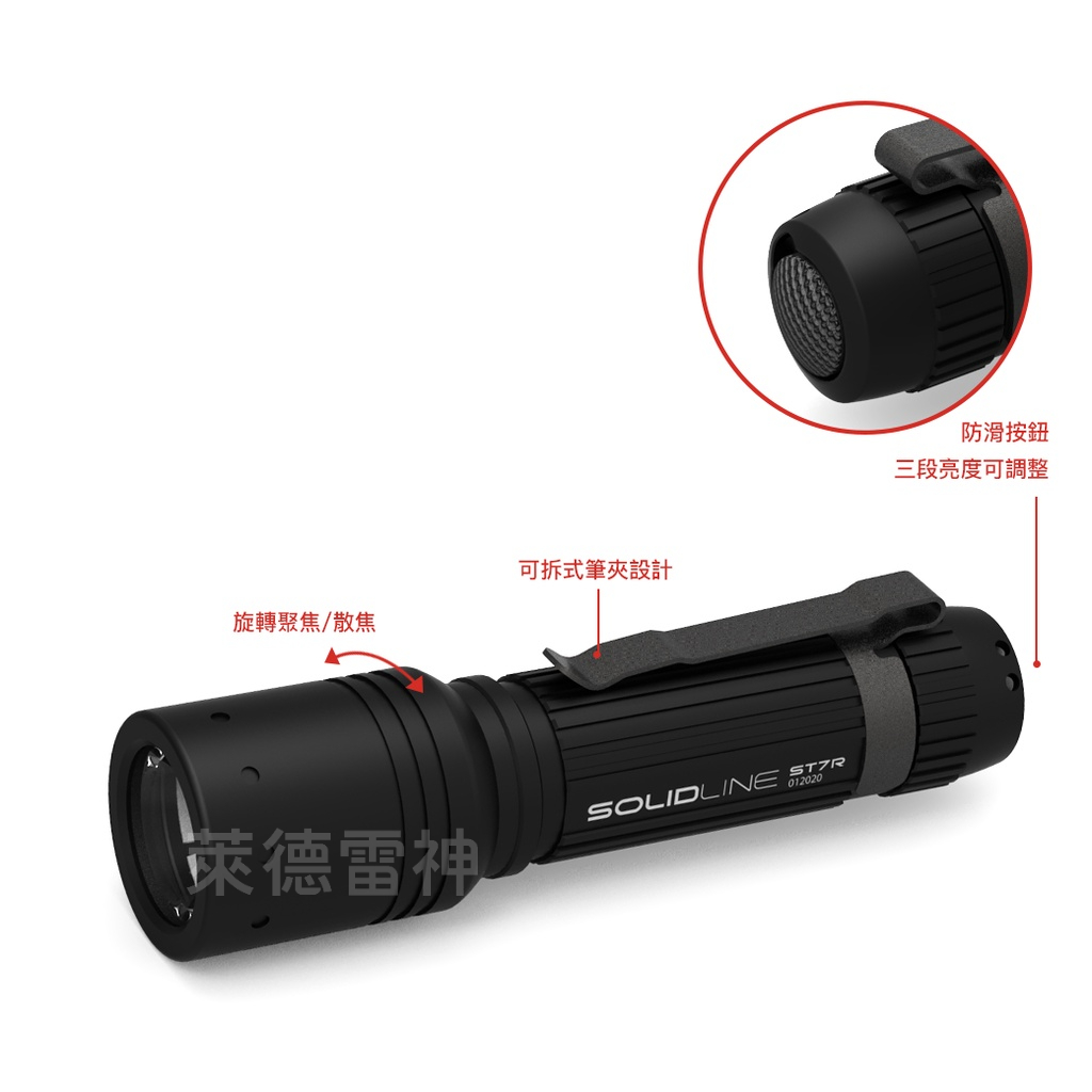 【德國Ledlenser】副品牌 SOLIDLINE ST7R 航空鋁合金充電型手電筒, , large