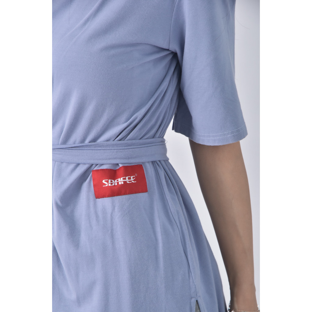 (S) sbafee質感圓領藍色綁帶洋裝二手衣, , large