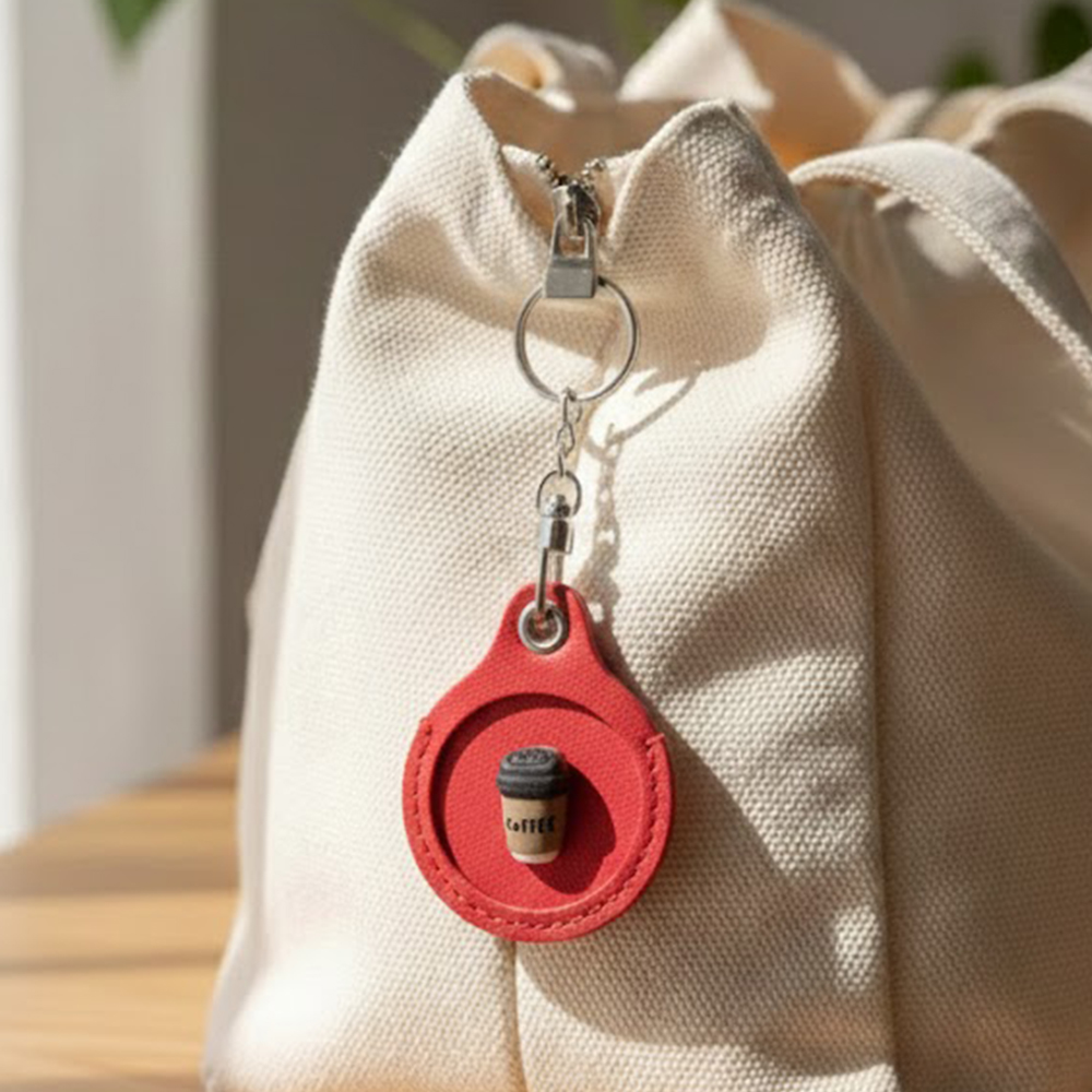 浮雕泡泡磁扣卡套【來杯咖啡吧-紅色卡套】 小熊卡套 pu皮革 磁扣卡套 磁扣 感應扣 鑰匙套 感應卡套 磁卡 卡套, , large