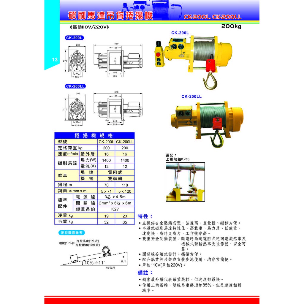 WIN 五金 基業牌 CK系列高揚程 超高揚程 鋼索 碳刷式吊磚機  高樓小吊車 小金剛 電動吊車 高樓吊車, , large