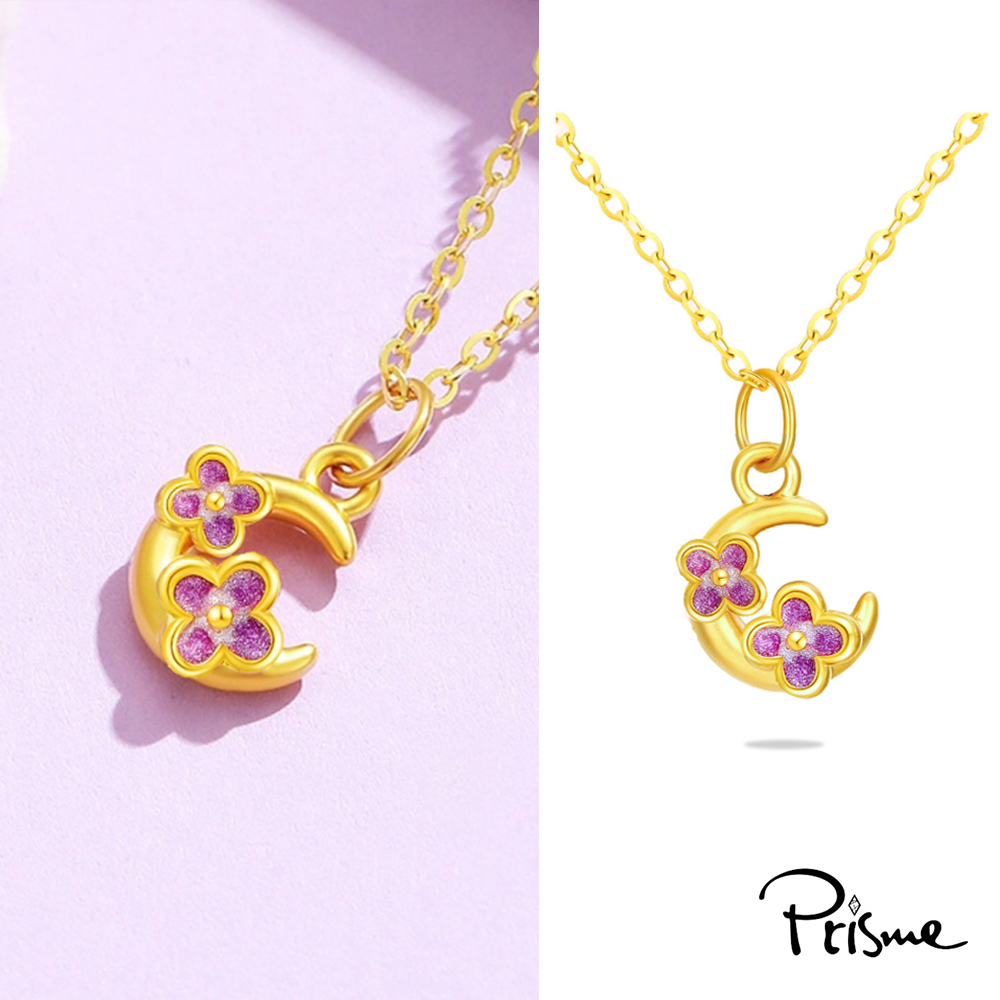 【Prisme Gold】黃金項鍊 桂花月亮 鍊墜項鍊 (金重：約0.08錢±0.03), , large