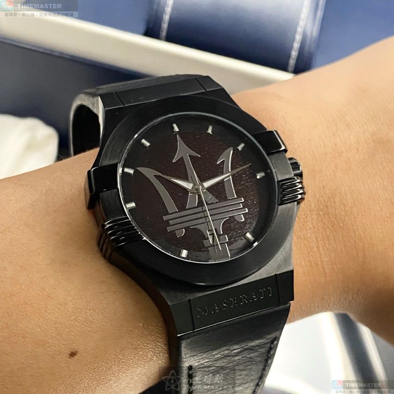 [星晴錶業]MASERATI手錶,42mm,R8851108026深咖啡錶面黑錶殼深黑色真皮皮革錶帶款, , large