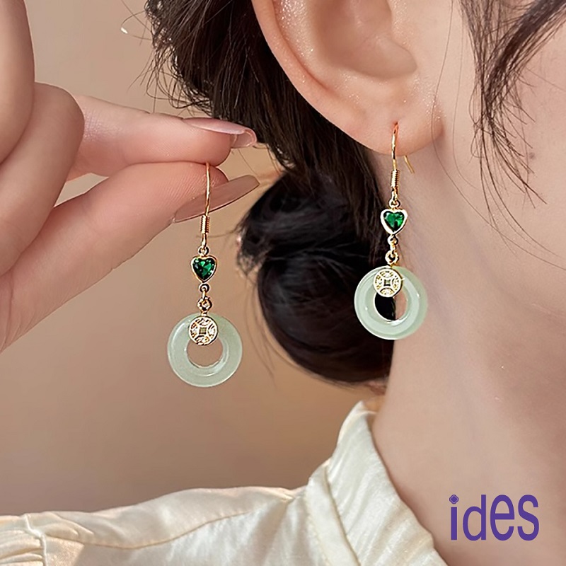 [ides愛蒂思] 輕珠寶東方系列玉髓耳環/錢幣平安扣, , large