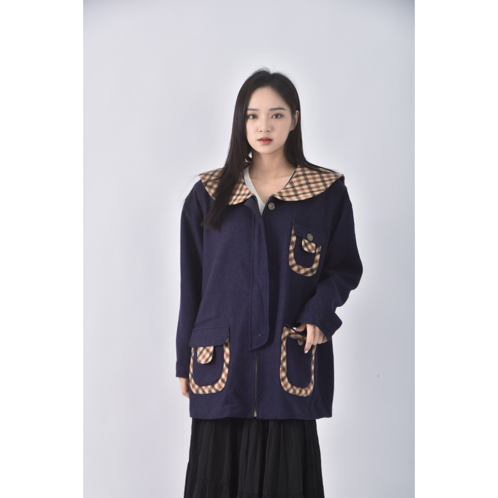 (XL) leader textile格紋藍色外套二手衣, , large