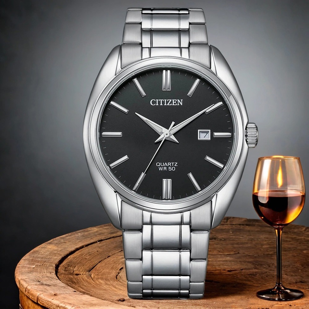 CITIZEN 星辰 限量 紳士日期手錶 送禮-銀x黑/41mm BI5100-58E, , large