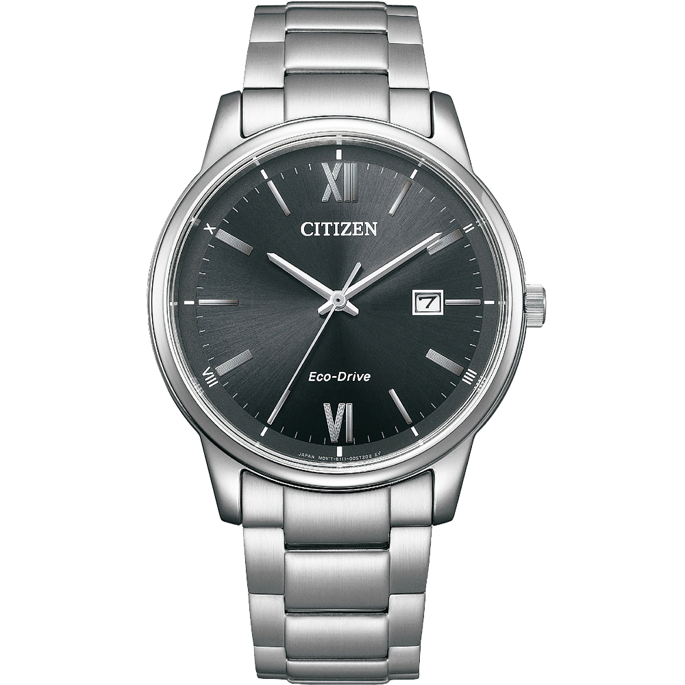 CITIZEN 星辰 光動能簡約手錶-銀x黑/40mm BM6978-77E, , large