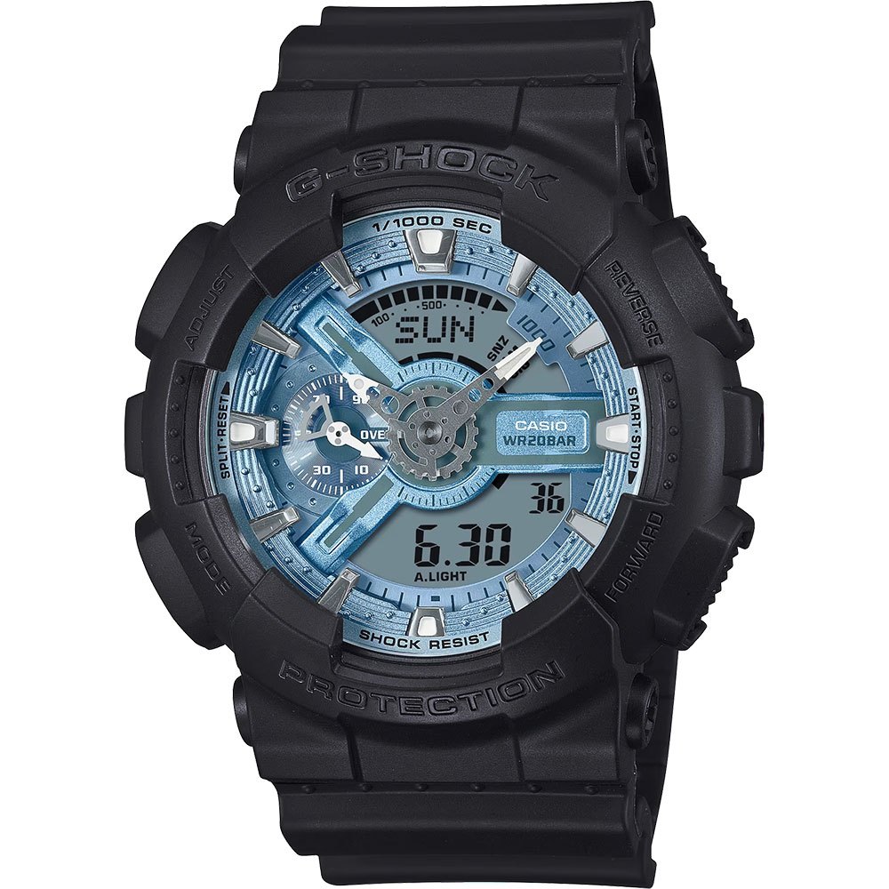 CASIO 卡西歐 G-SHOCK 冰藍色雙顯運動手錶 GA-110CD-1A2, , large