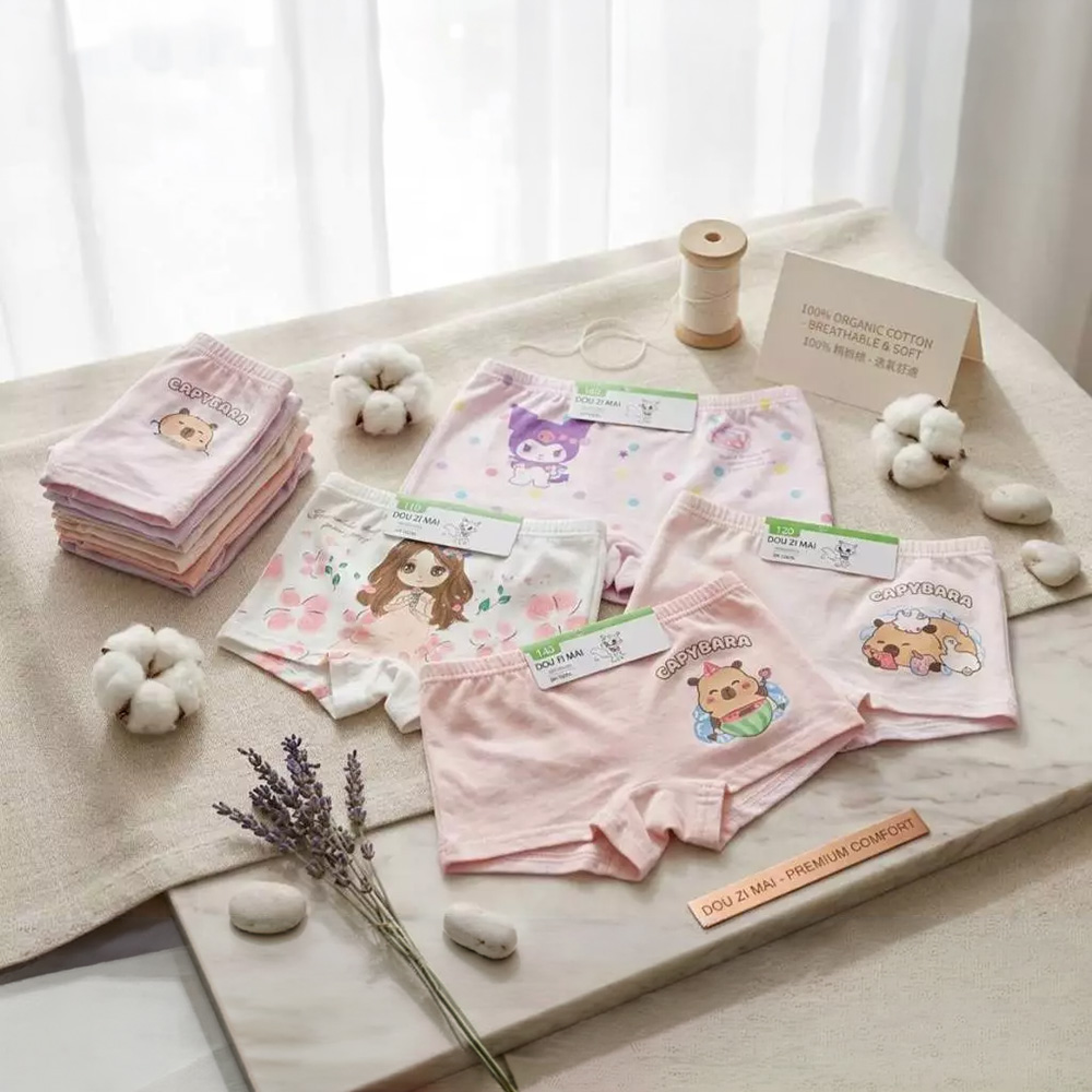 【複製】凱美棉業 | 6件組 隨機出色 精品 彈力萊卡純棉 舒適 透氣 兒童(四角款)內褲 女童純棉內褲, , large