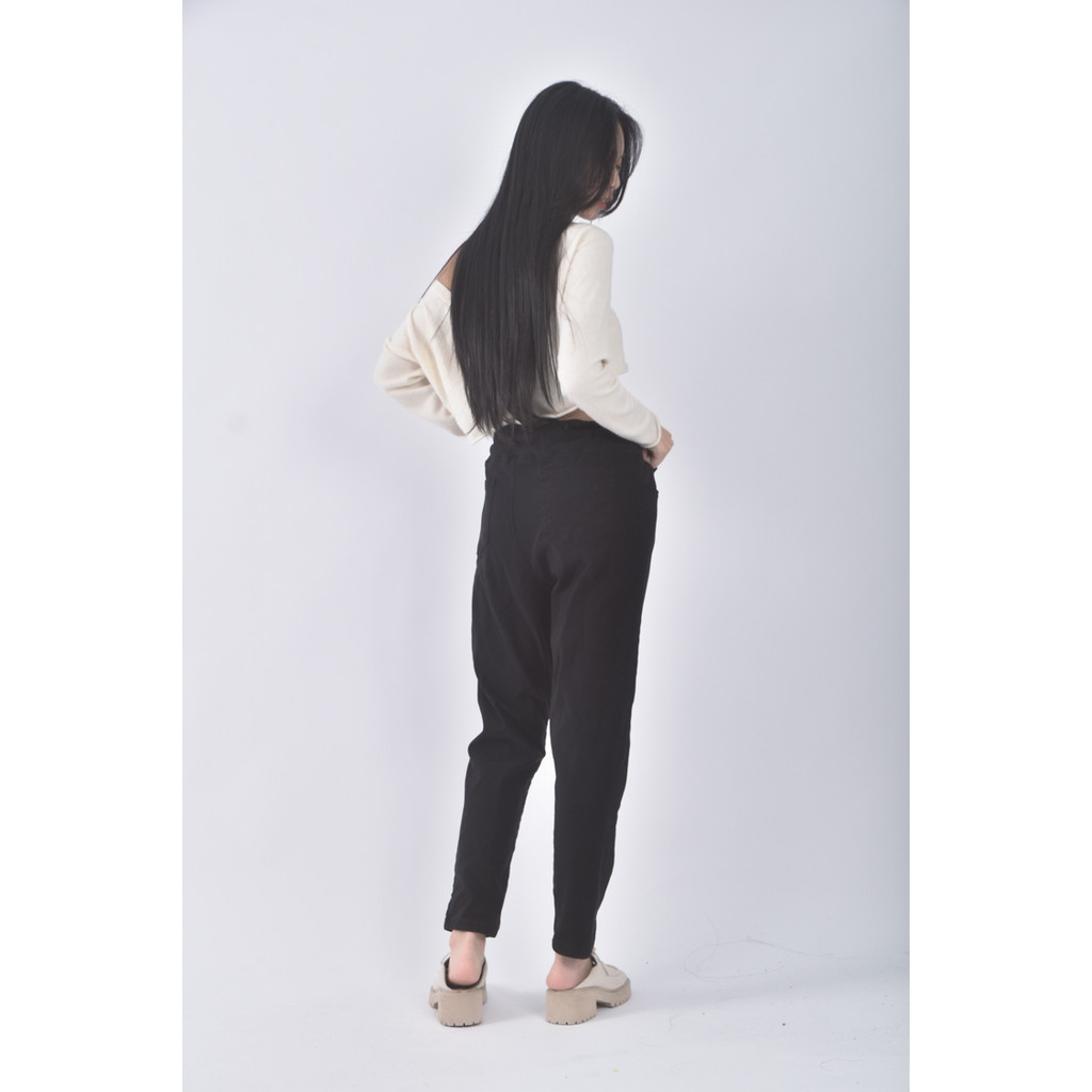 (XL) ob style高腰丹寧牛仔黑色長褲二手衣, , large