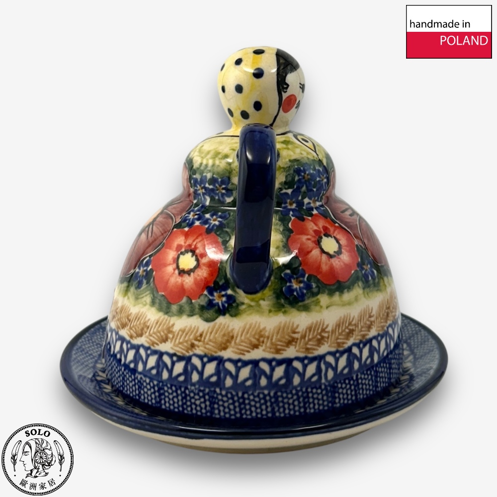 【SOLO歐洲家居】波蘭製 Cerraf 波蘭陶 14cm 起司娃娃 奶油盅/點心盤 雅紅之宴系列, , large