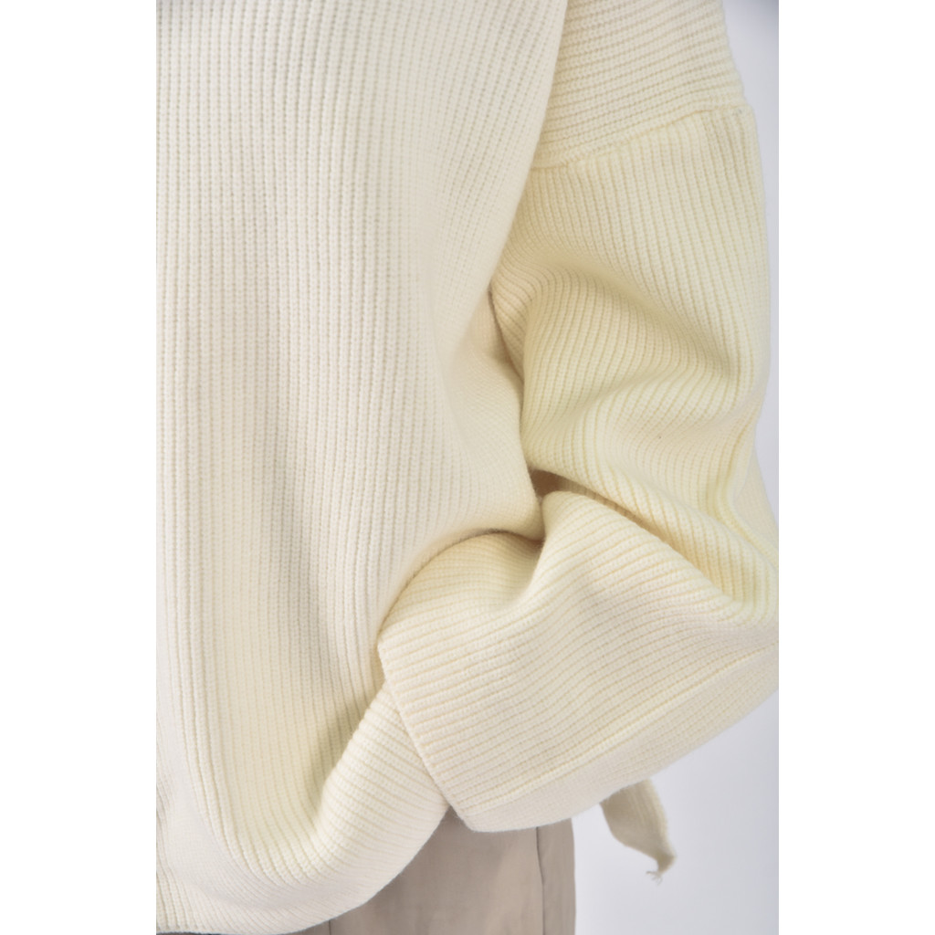 (F) balen韓牌修身短版針織氣質白色長袖上衣二手衣, , large