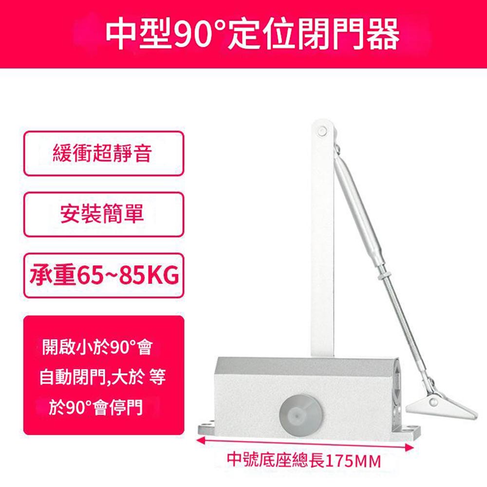 Medium-sized door closer - 90&deg; positioning - ultra-quiet buffer, , large