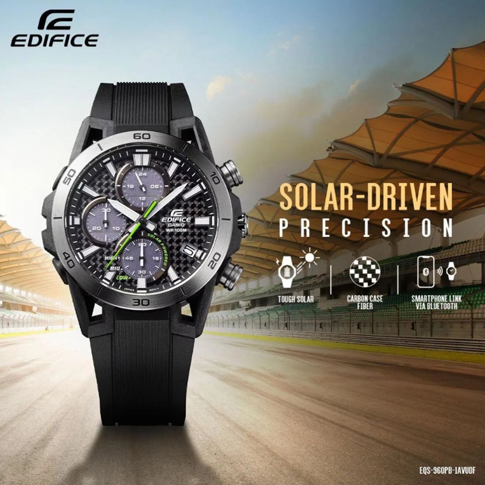 CASIO 卡西歐 EDIFICE 碳纖維賽車太陽能三眼計時手錶 EQS-960PB-1AV, , large