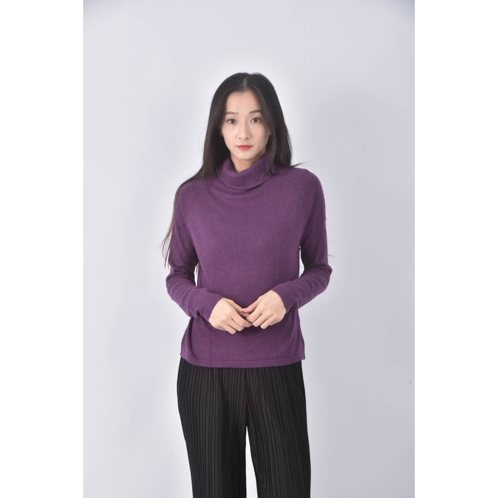 (S) 微高領紫色長袖上衣二手衣, , large