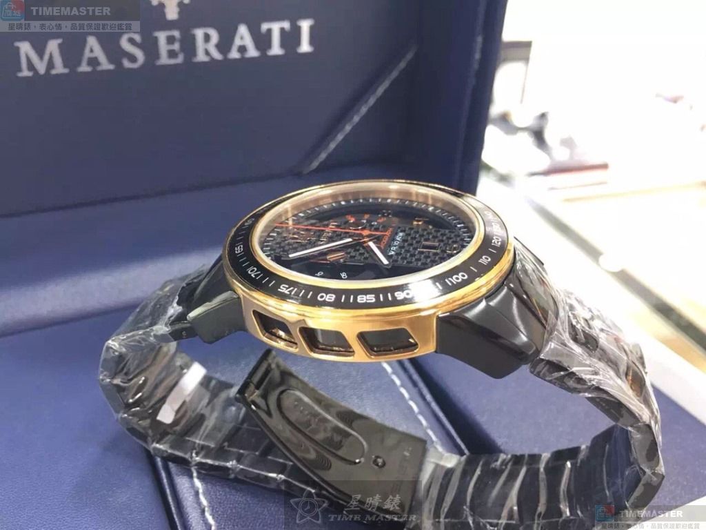 [星晴錶業]MASERATI手錶,46mm,R8873610002黑玫瑰金色錶面黑錶殼深黑色精鋼錶帶款, , large
