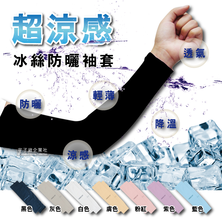 [日日好物]AQUA.X-超涼感冰絲輕薄彈性防曬袖套1雙/袋-無指孔款(灰), , large