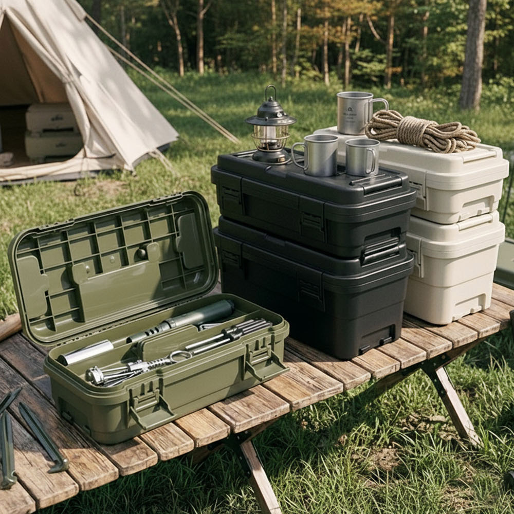 【AOTTO】4L+6L多功能加厚軍規雙層收納工具箱(AL-2031GN), , large