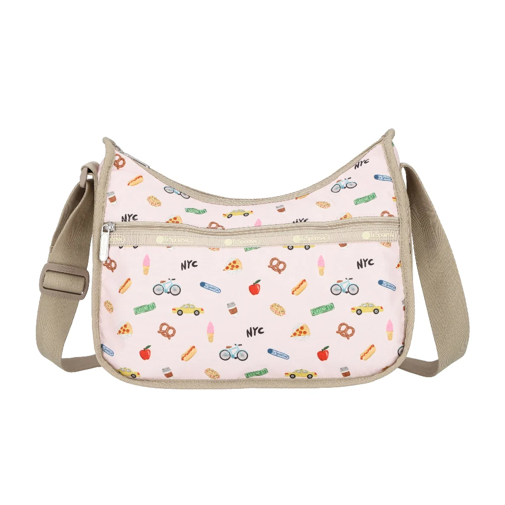 【複製】Lesportsac Classic Hobo 經典斜背包 側背包 旅用通勤包 送禮 禮物 推薦 女包(紐約城市插畫), , large