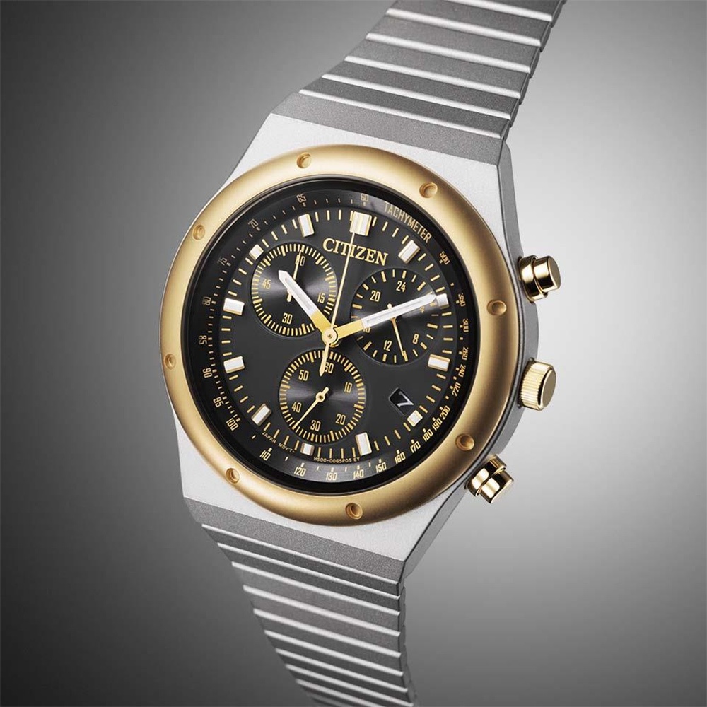 CITIZEN 星辰 昭和金限定款 限量光動能三眼計時手錶 中性錶 38mm AT2544-64E, , large