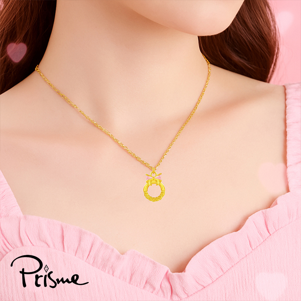 【Prisme Gold】黃金項鍊 蝴蝶結平安扣 鍊墜項鍊 (金重:約0.07錢±0.03), , large